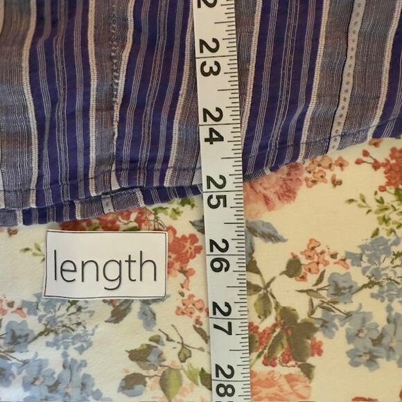 Chicos Womens Silk Linen Button Up Stripped Top XL Mature Office Career Business - Picture 8 of 11